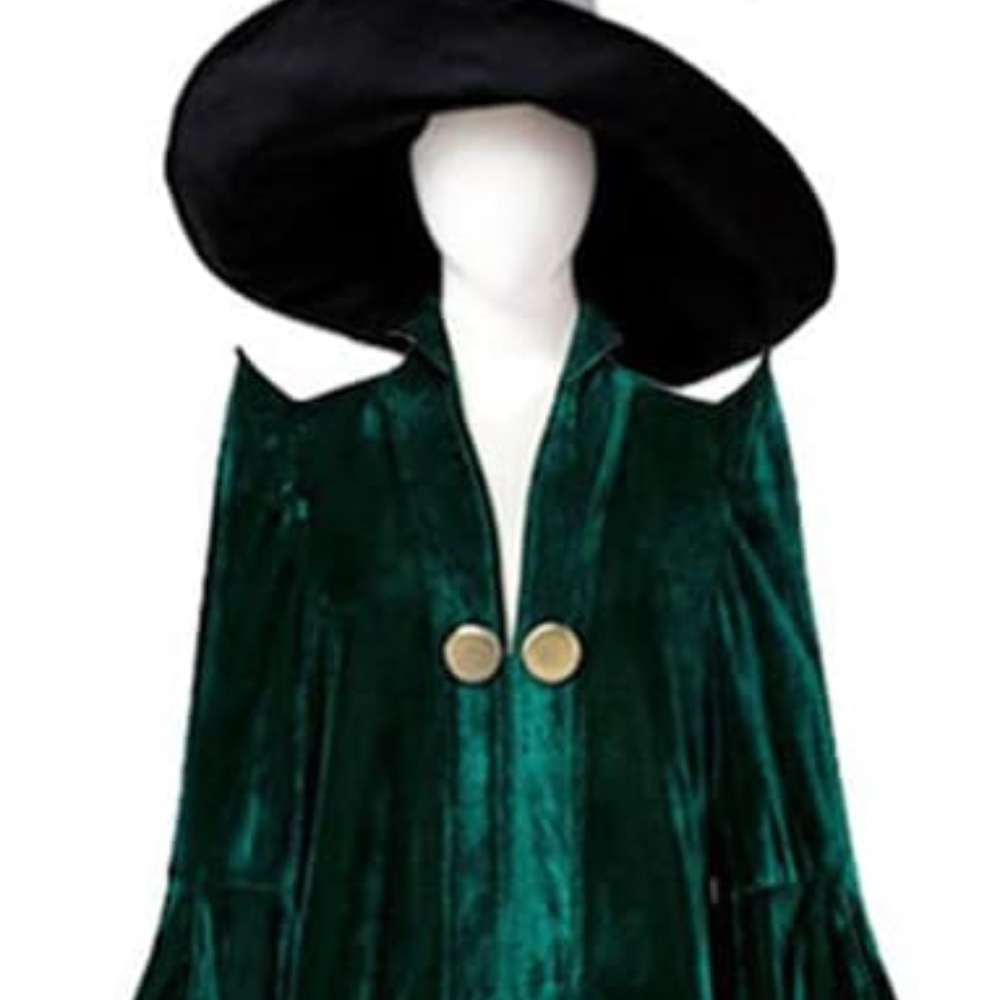 Harry Potter McGonagall Costplay Costume Green Dress with Hat